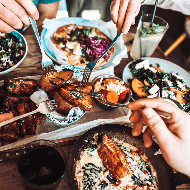 Muita comida porque o grupo é grande!